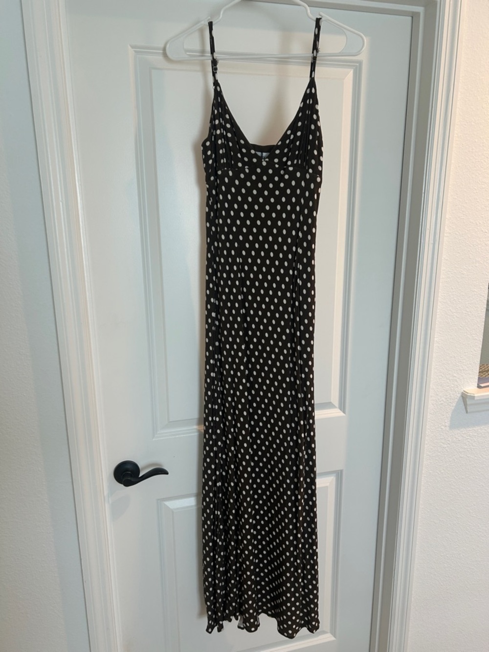 Brown Polka Dot Slip Maxi Dress - Women's